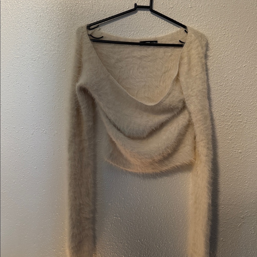 Kendall & Kylie Cropped Furry Sweater